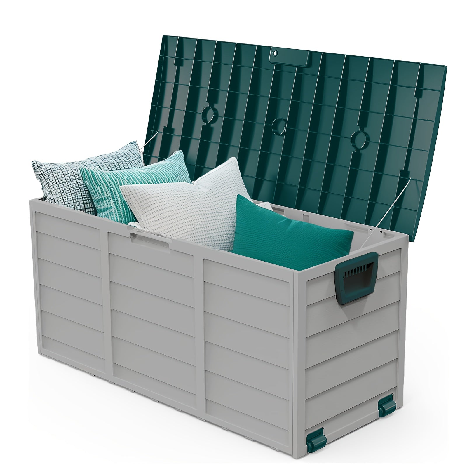 75 Gallon Heavy-Duty Waterproof Outdoor Storage Box with Flip-Top Lid, Heavy-Gauge Plastic Deck Box Cabinet w/Flip-Door & Hinged Lid Access, Lockable Rack System