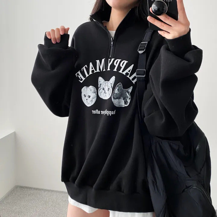 Plus Size Korean Style Pullover Hoodie