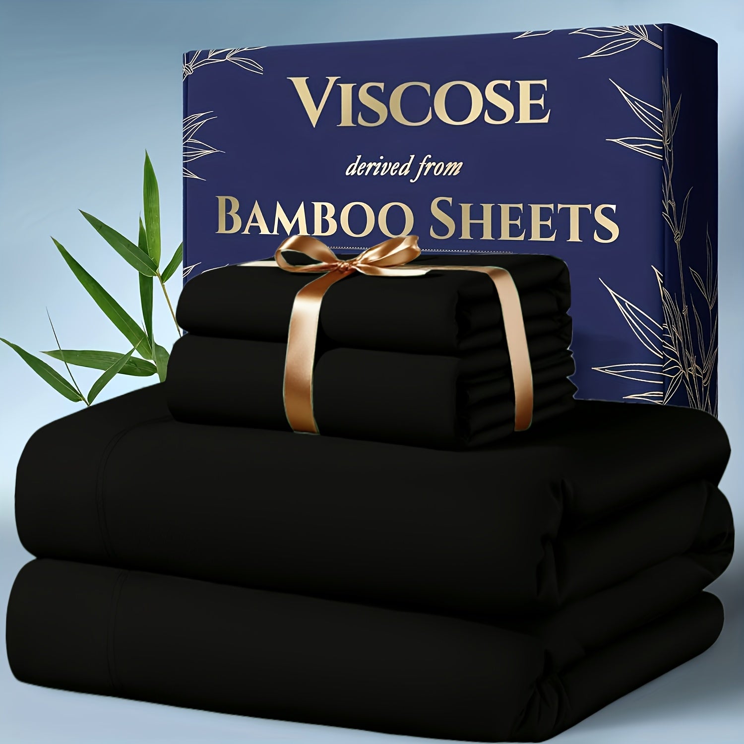Bamboo Cooling Bedding Set – 4 Pieces (Pillowcase, Flat Sheet, Fitted Sheet) with Extra Deep Pocket, Breathable, Queen & King