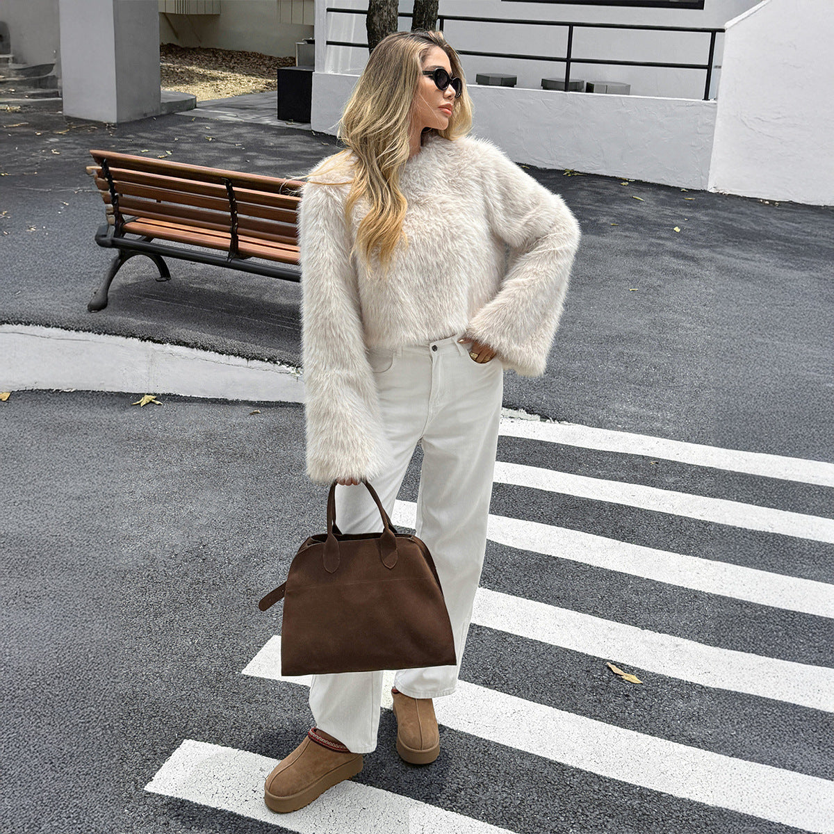 New Fluff Long Sleeve Coat for Women