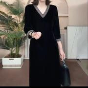 Womens Fashion Casual Dress with Three-quarter Sleeves