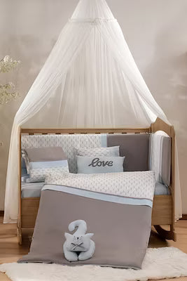 Cat themed baby sleeping set with duvet cover and protection pads for 75x130 cm crib