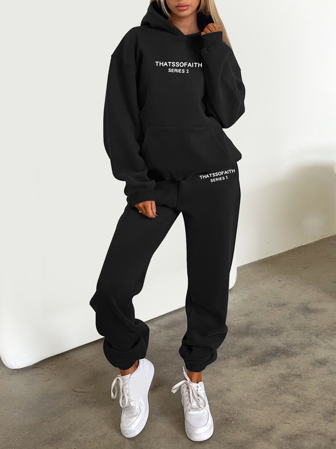 Women's Letter Print Hoodie & Trousers Set