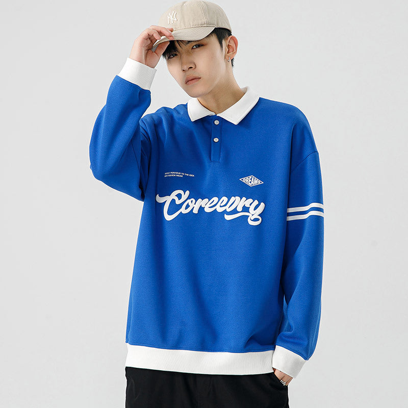 Men's Japanese Retro Lapel Sweater Workwear Pullover