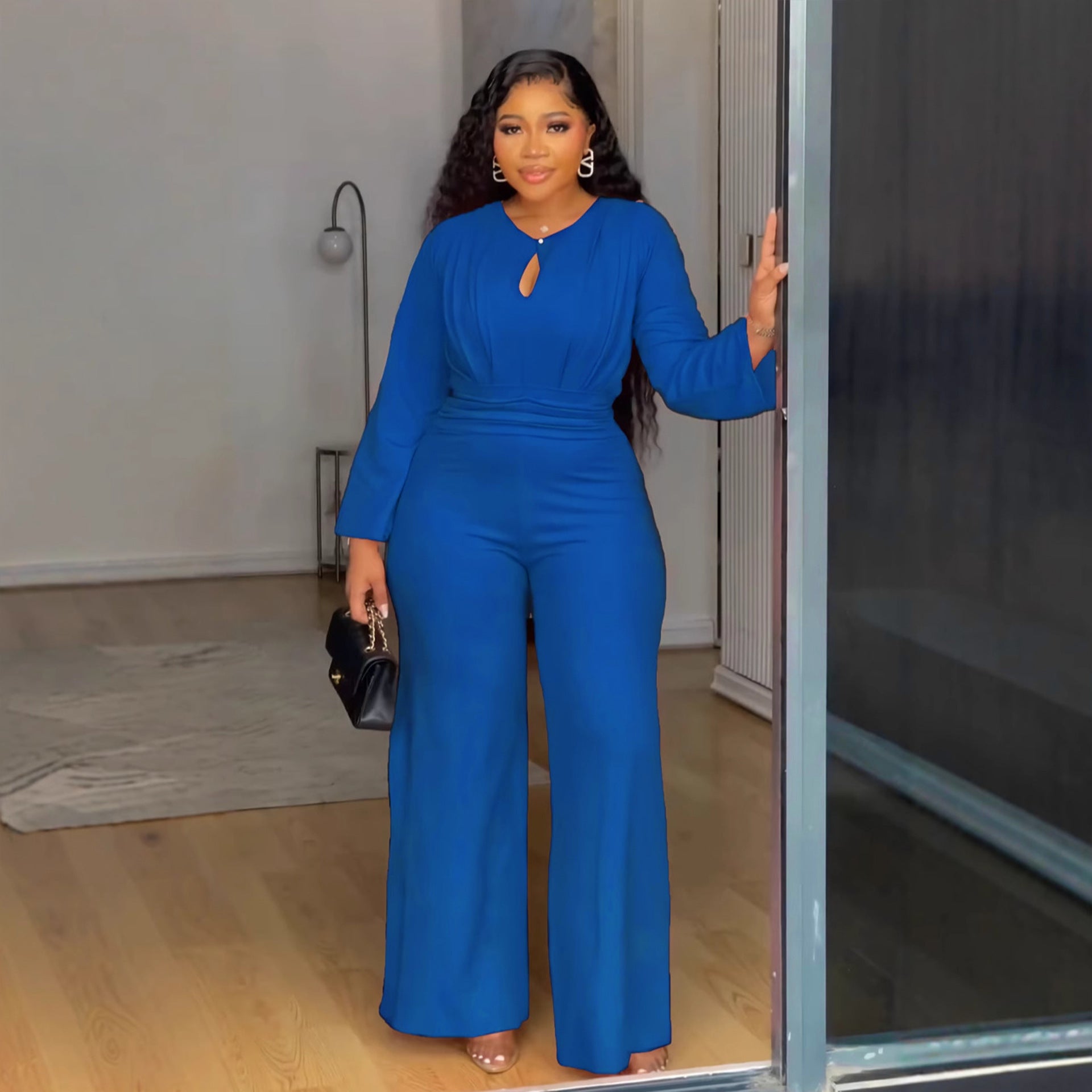 Women's Fashionable Slim-fit Hollowed-out Wide-leg Jumpsuit