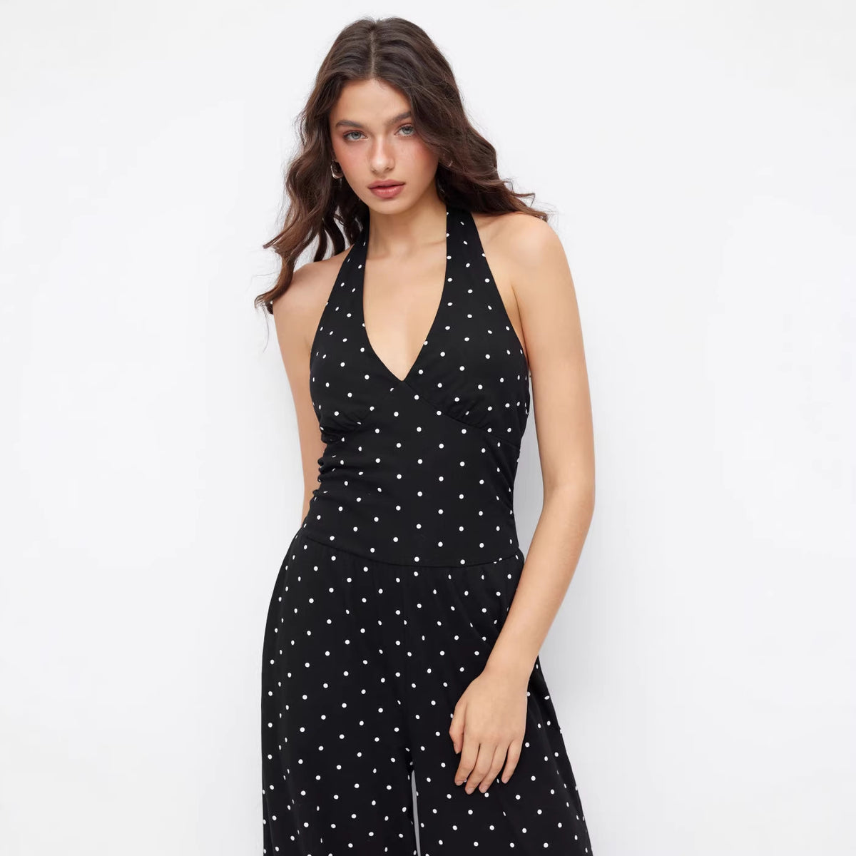 Chic V-Neck Open-Back Slim Fit Jumpsuit