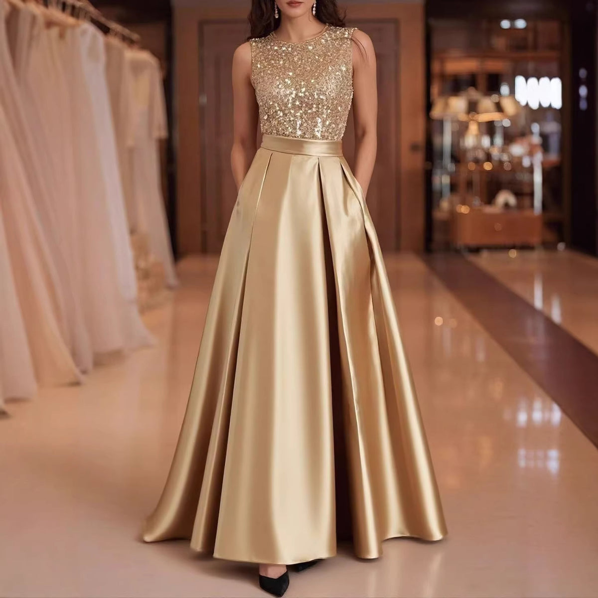 Elegant Sleeveless Dress for the Ball