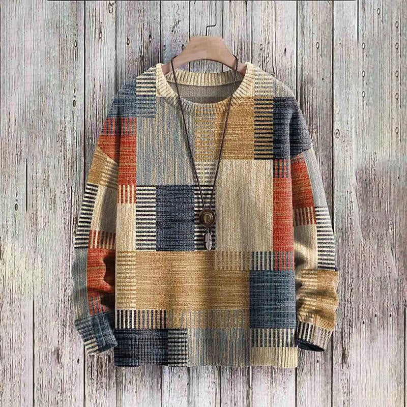 Chic Abstract Print Drop-Shoulder Casual Women's Sweater