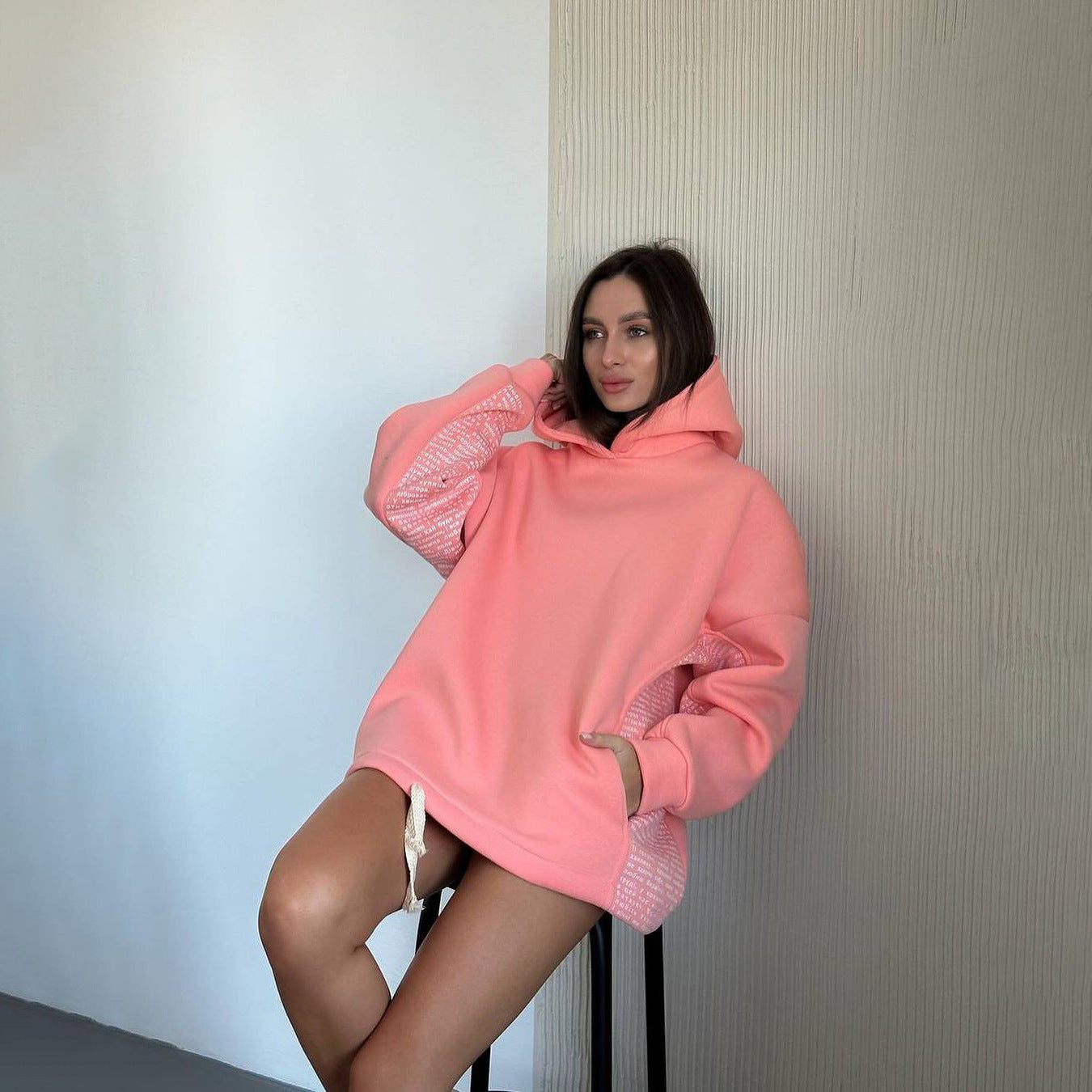Women's Trendy Cuff Letter Print Hoodie Sweatshirt