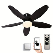 36-Inch Low Profile Ceiling Fan with LED Light and Remote - Black