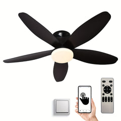 36-Inch Low Profile Ceiling Fan with LED Light and Remote - Black