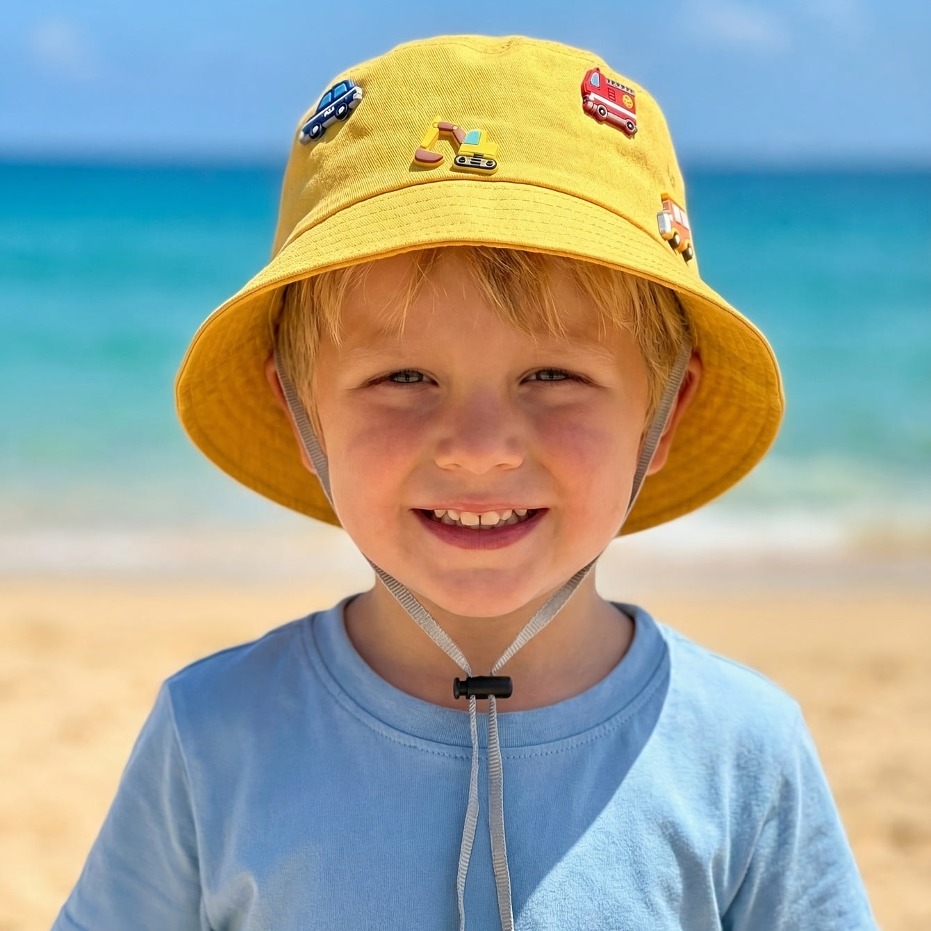Medium to Large Flat-Top Basin Hat with Adjustable Fit and Wind-Proof Rope