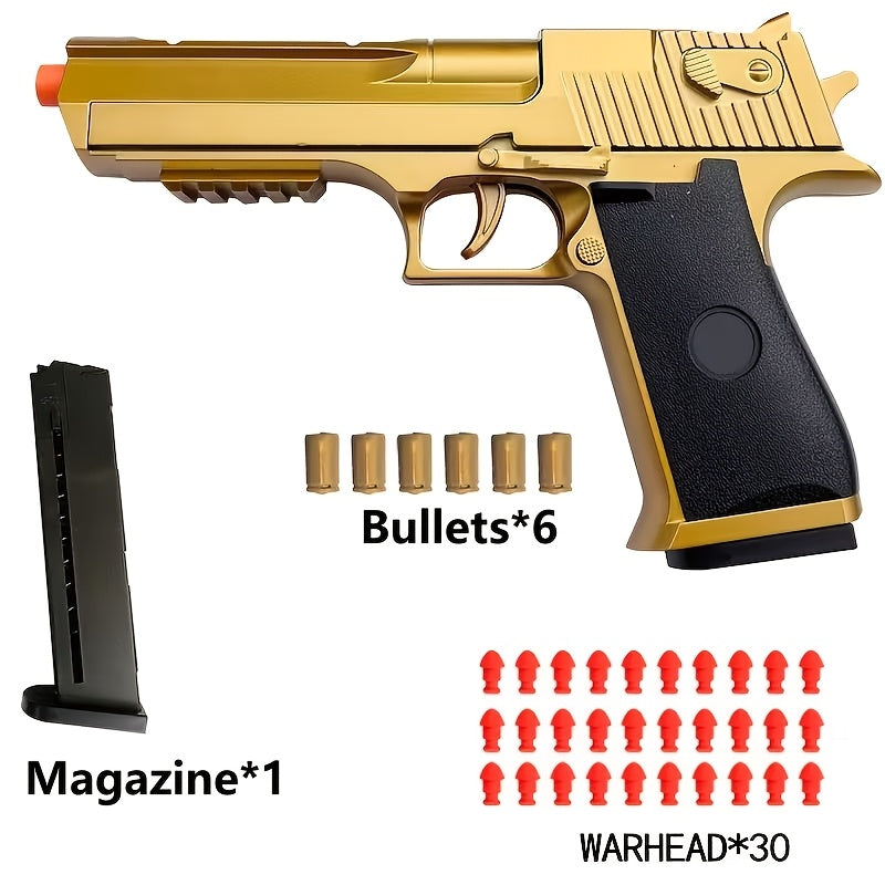 Semi-Automatic Toy Pistol with Cartridge Ejection, Auto-Recovery, 30 Rounds, 1 Magazine and 6 Empty Casings