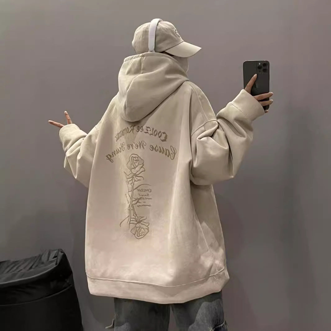 Women's Suede Hooded Pullover Cozy Casual Sweatshirt