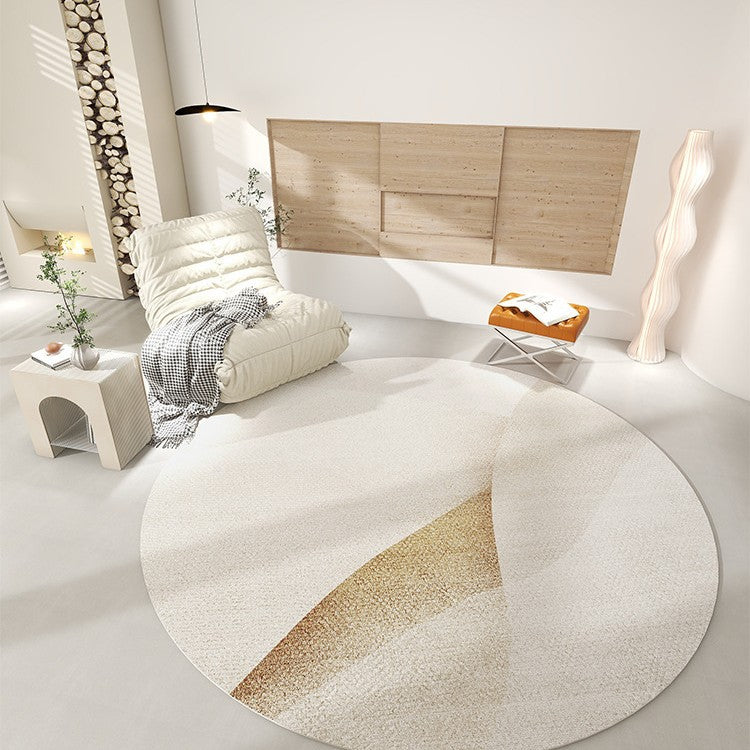 Round Cashmere Look Rug for the Bedroom Home Use