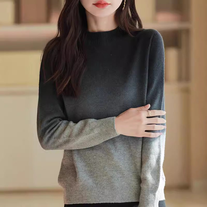 Loose Thick Idle Style Knitwear Gradient Color Sweater