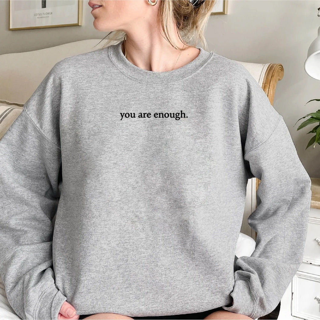 Women's Cozy Fleece-Lined Slogan Crewneck Sweatshirt