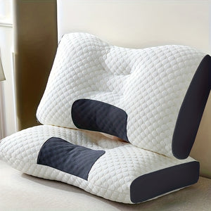 2 Neck Massage Pillows 2 Soft Woven Neck Massage Couple Pillows - Buy 1 Get 1 Free, Adjustable Ergonomic Orthotic Profile Support, High Quality Pillow Core, Detachable Pillowcase For Sleeping Comfort