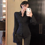 Niche White Long-sleeved Shirt With Inner Design