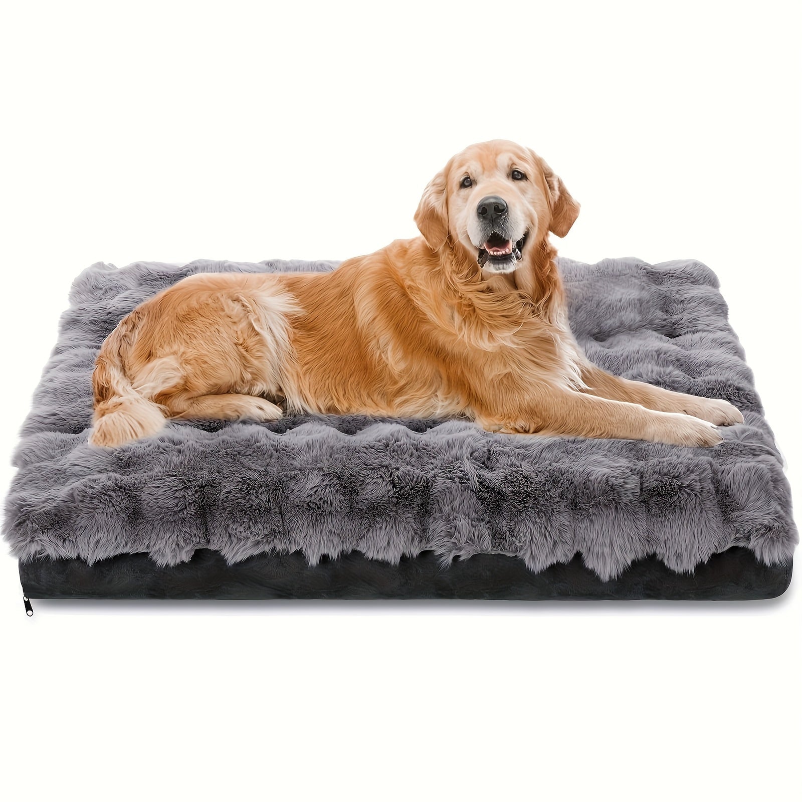 Extra Large Orthopedic Dog Bed - Luxurious Plush Faux Fur Kennel, Bite-Resistant, Dirt-Repellent And Machine Washable Pet Mat With Anti-Slip Bottom, Stylish For Living Rooms, All-Season Comfort & J...