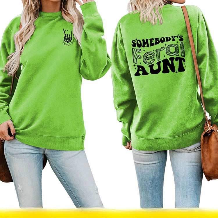 Women's Printed Loose Pullover Sweatshirt Street Fashion