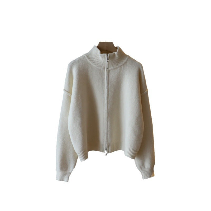 Loose All-match Solid Color Premium Sweater Coat