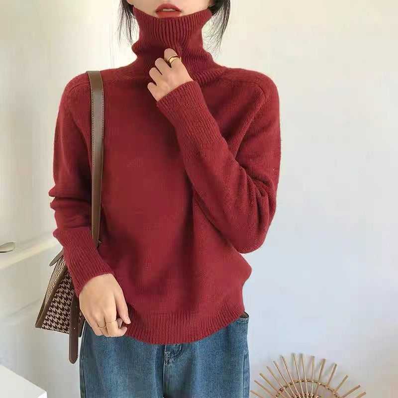 Japanese-style Retro Turtleneck Sweater for Women Loose and Laid-back