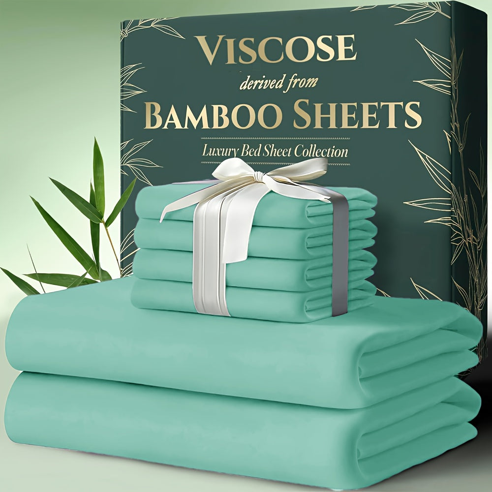 6pcs Bamboo Cooling Bed Sheets Sets Queen Size