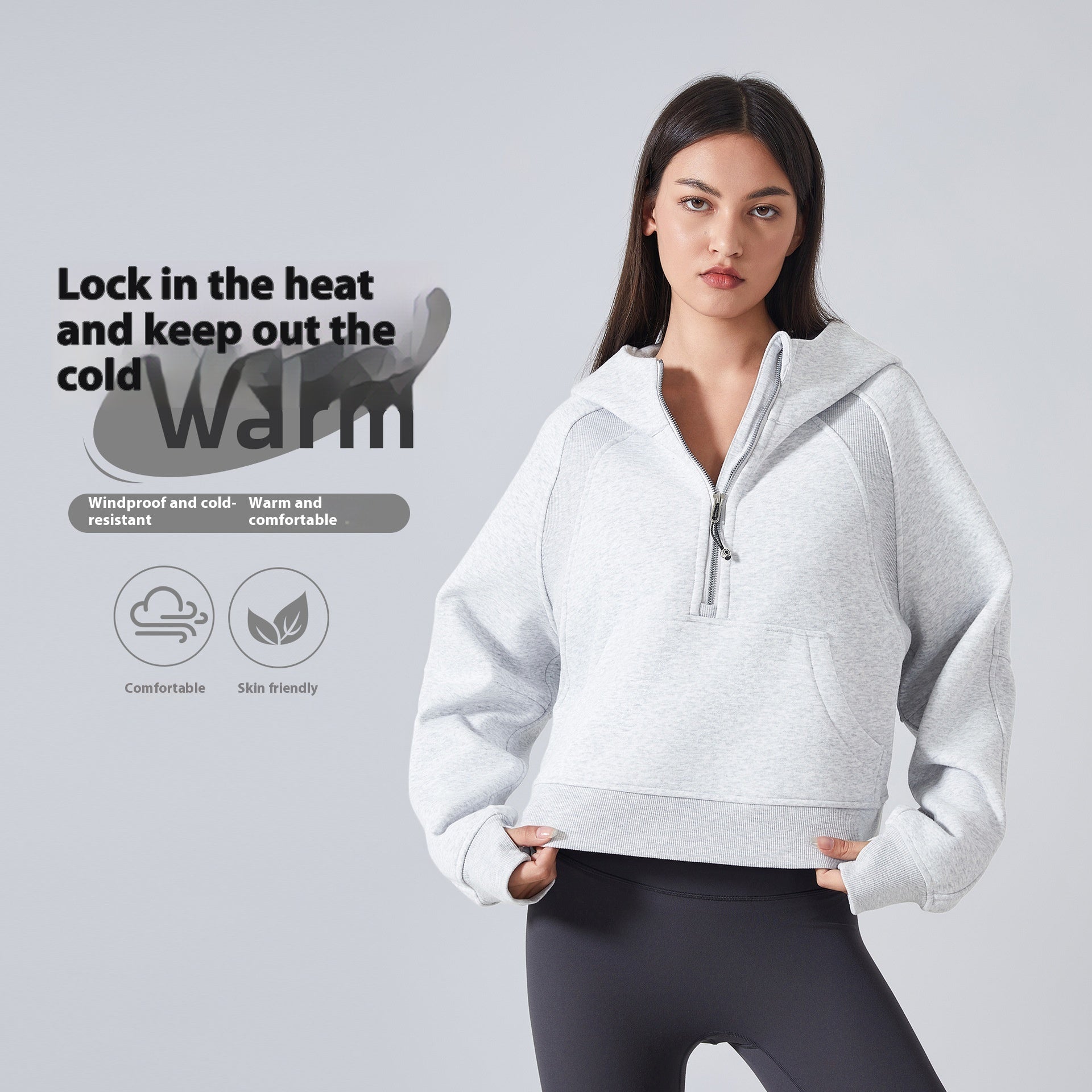 Fleece-Lined Half-Zip Yoga Hoodie for Warmth & Comfort