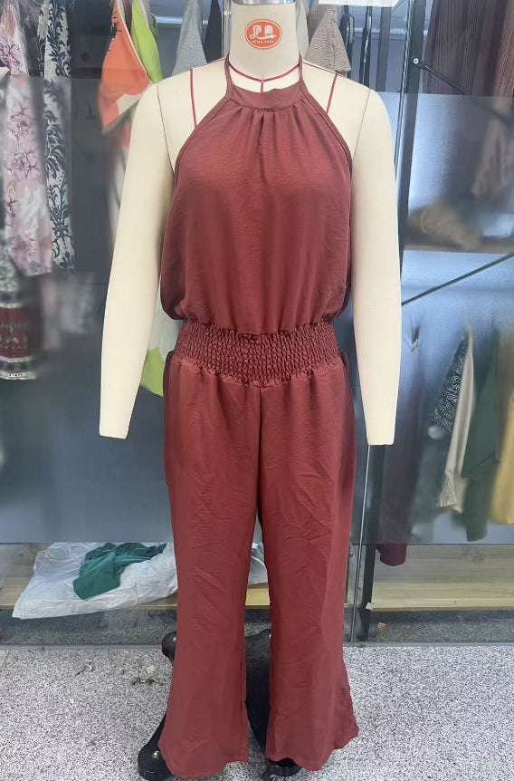 Chic Halter Backless Wide-Leg Jumpsuit