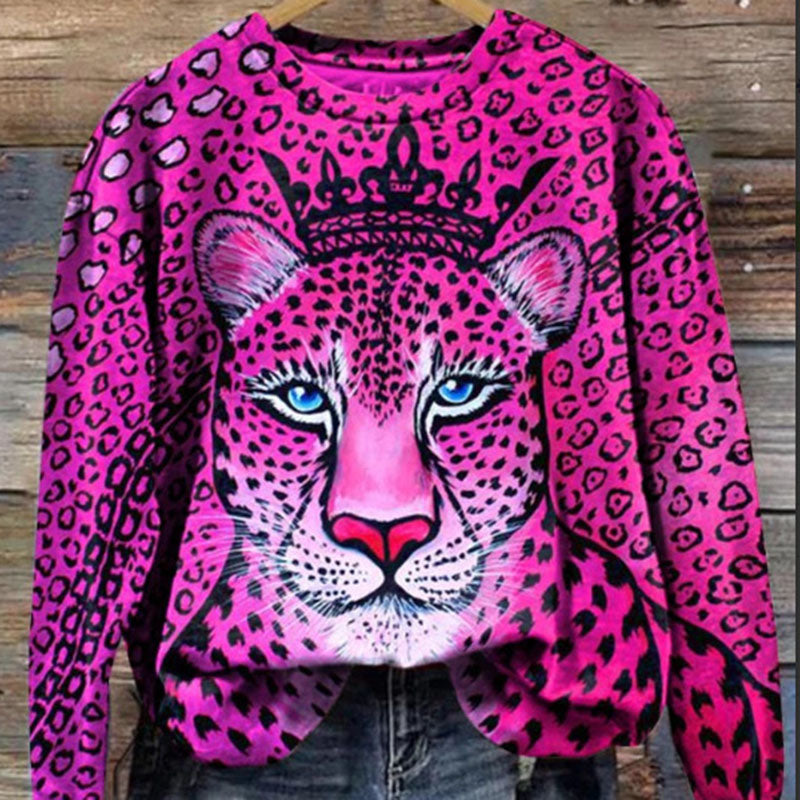 Women's 3D Tiger Print Casual Harajuku T-Shirt Sweater