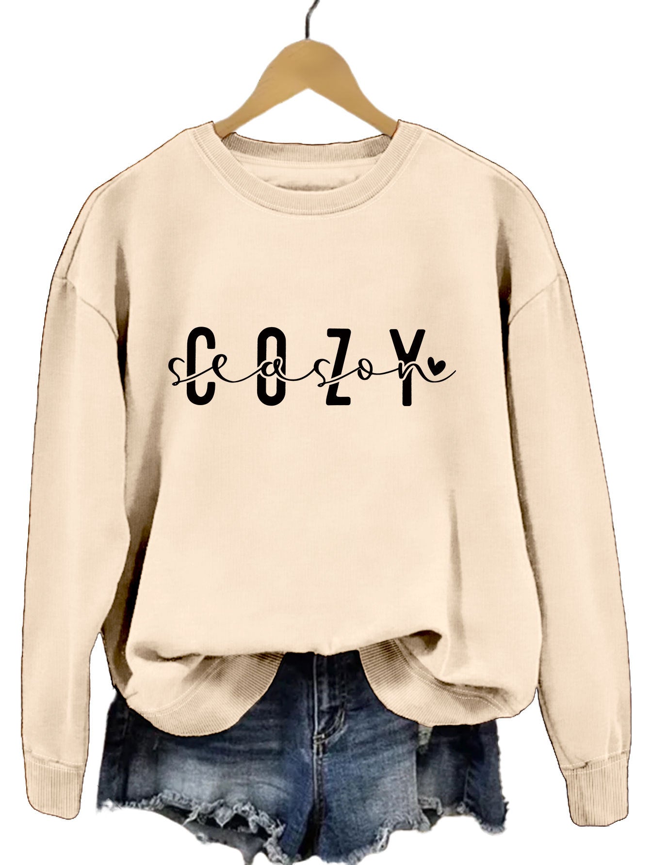 Cozy Autumn Crew Neck Print Pullover Sweater