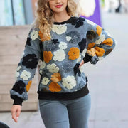 Retro 3D Floral Loose Cashmere Sweater