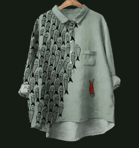 Casual Long Sleeve Shirt Animal Print Hawaiian Long Sleeve Shirt