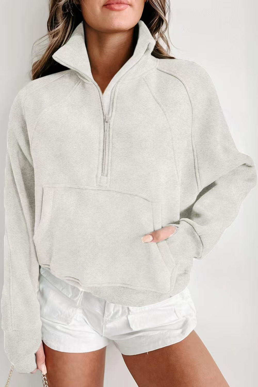 Casual Stand Collar Long Sleeve Loose Hoodie
