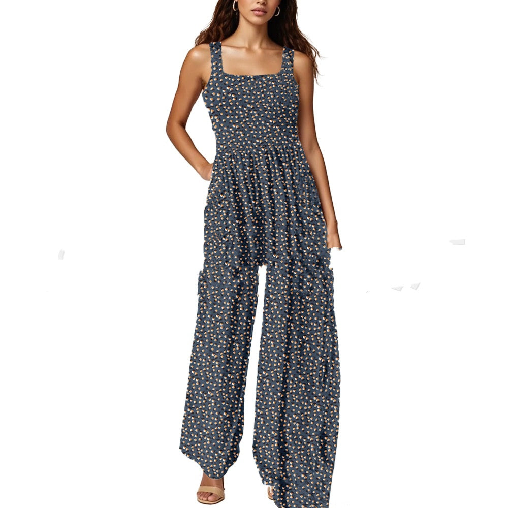 Women's Strappy Loose Printed Jumpsuit
