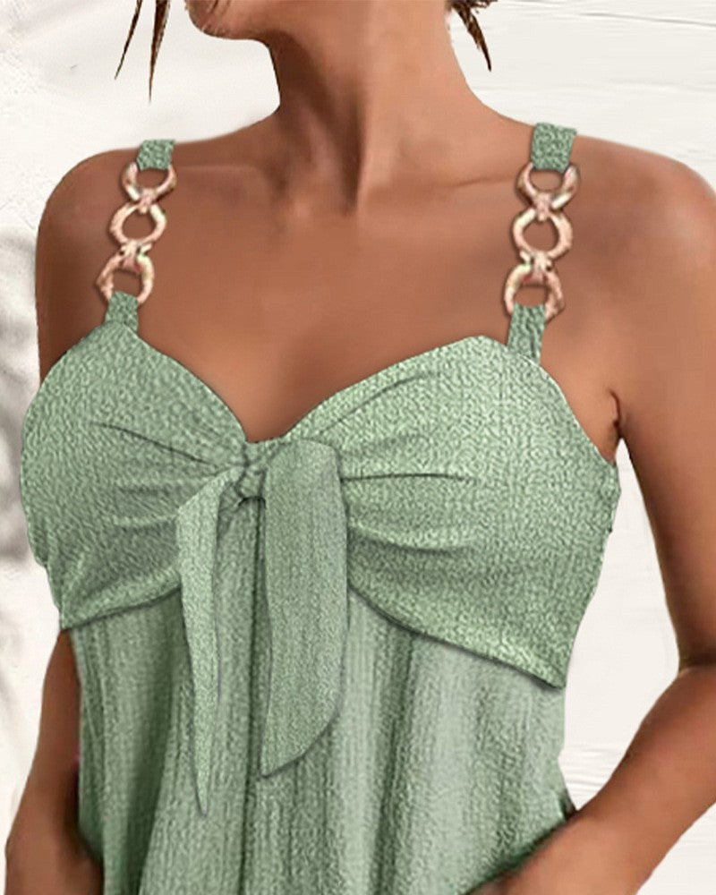 Elegant Metal-Strap Pocket Casual Jumpsuit