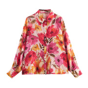 Fashion Street Hipster Lapel Flower Print Shirt