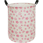 Dokriy 1pc Pink Flower Canvas Clothes Laundry Hamper with Handles, Storage Basket for Room Bedroom Decor Nursery Home Gift Storage Bin (Flower)