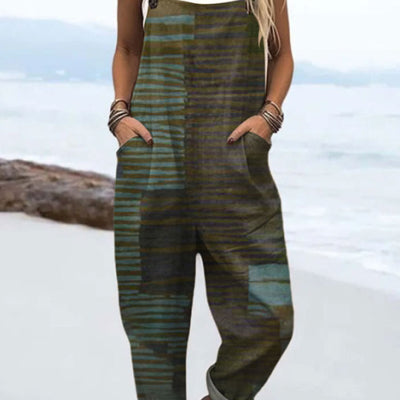 Women's Printed Pocket Wide Leg Jumpsuit