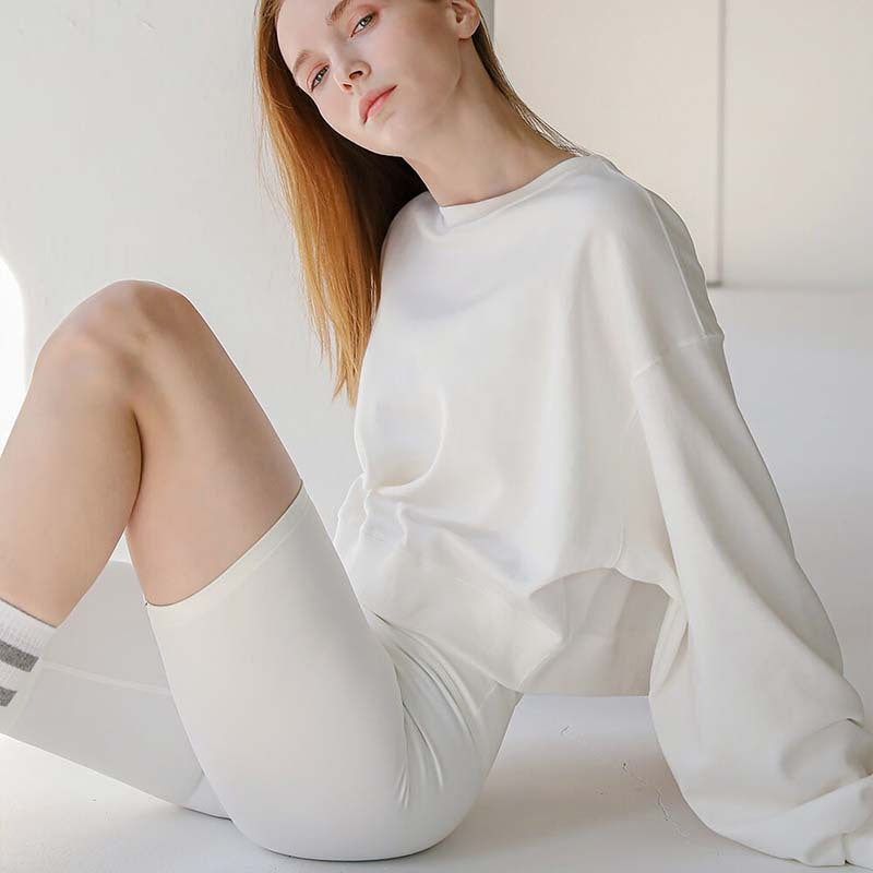 Women's Casual Long Sleeve Round Neck Cropped Sweater