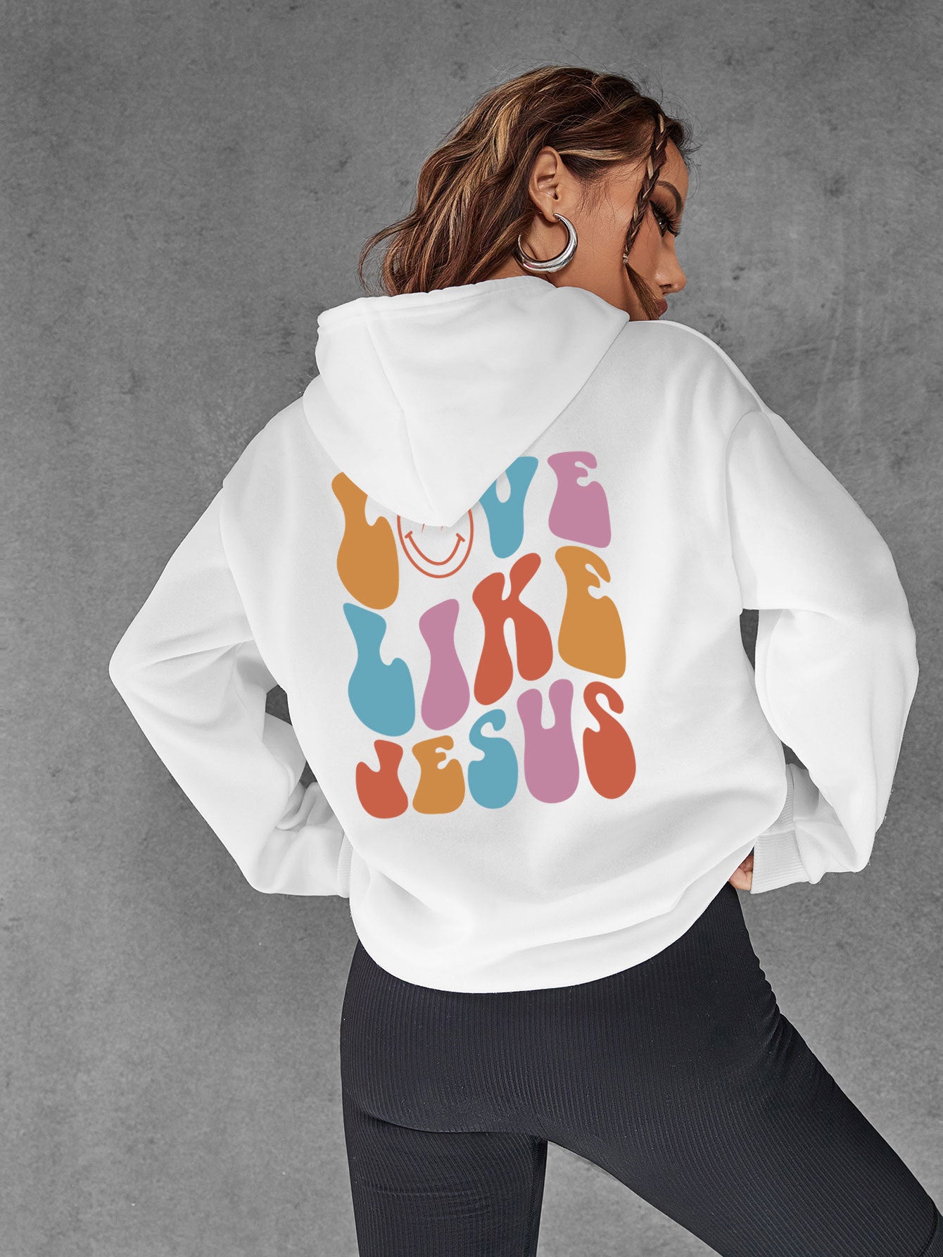 Cozy Streetwear Letter Print Brushed Hoodie with Pocket