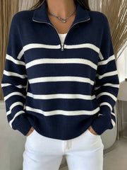 Womens Color-block Sweater with a Half-chain-link Pattern