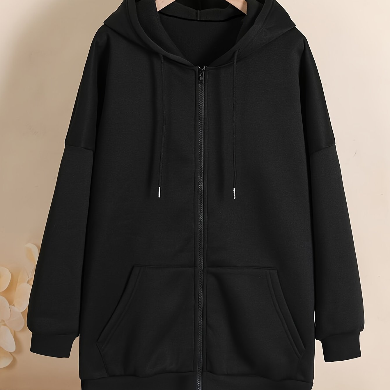 Elegant Plus Size Hooded Drawstring Sweatshirt