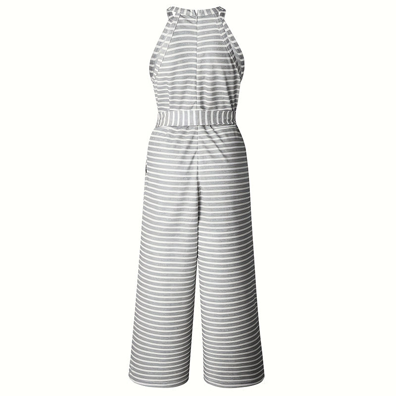 Women's Casual Striped Wide-Leg Jumpsuit Summer Romper