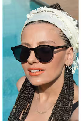 Unisex black sunglasses with UV protection and durable frame