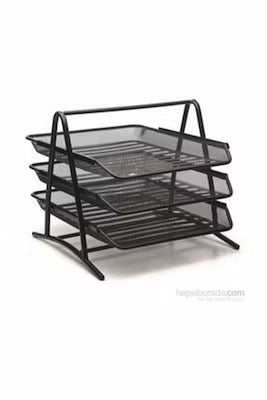 Set of 3 Black Perforated Document Racks