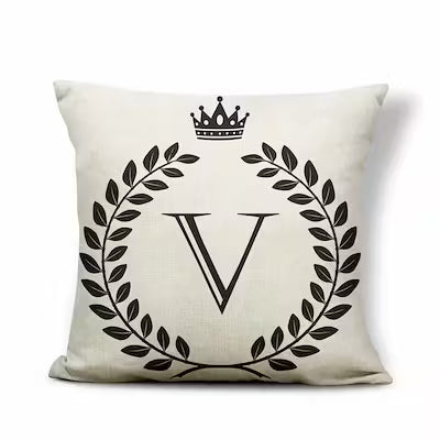 Black and White Pattern Crown 26 Letters Assembling Pillowcase