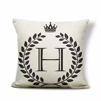 Black and White Pattern Crown 26 Letters Assembling Pillowcase