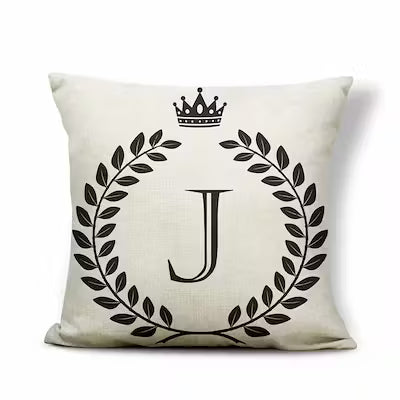 Black and White Pattern Crown 26 Letters Assembling Pillowcase